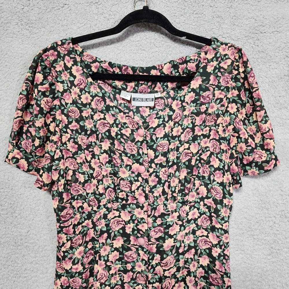 Joni Blair Womens Dress Floral Vintage Size 13 Emperor Waist 80's - Picture 2 of 10